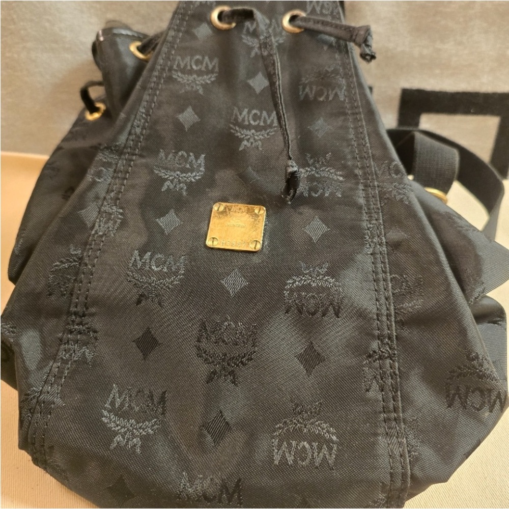 Mcm Black Monogram Drawstring Bag - image 1